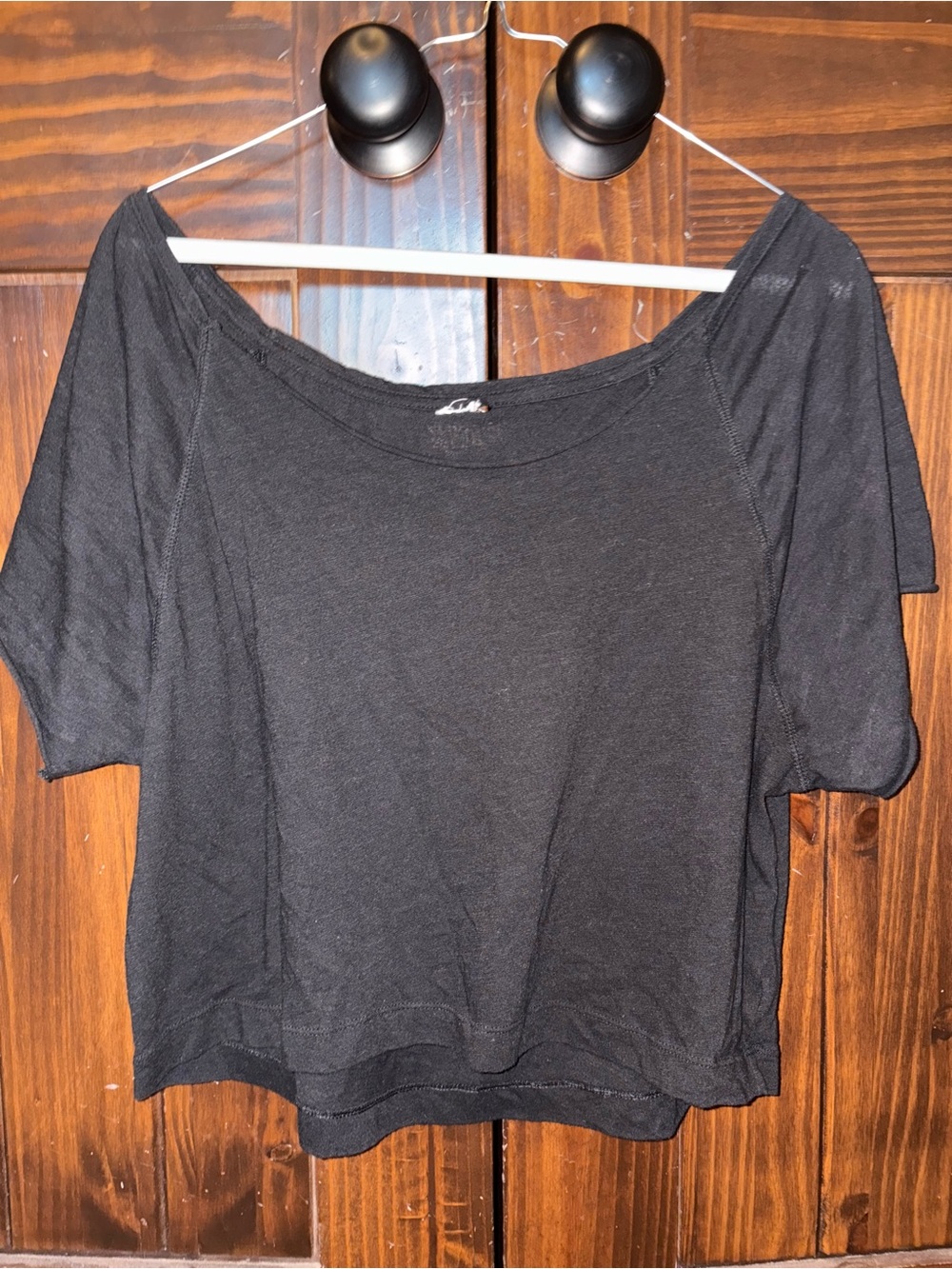Victorias Secret PINK Black Women's Scoop Neck Crop Top
